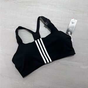 NWT Adidas Powerimpact Training Medium-Support Bra Mix Mat Interation in Blk/Wht